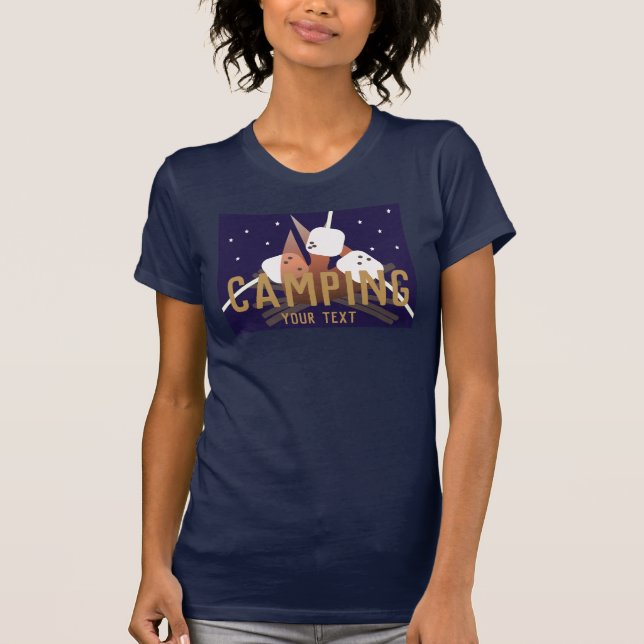 Camping Night Marshmallow Roasting Camper T-Shirt (Framsida)