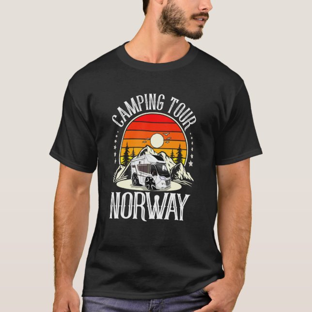 Camping Norge Campingtur I Husvagn Camping T Shirt (Framsida)