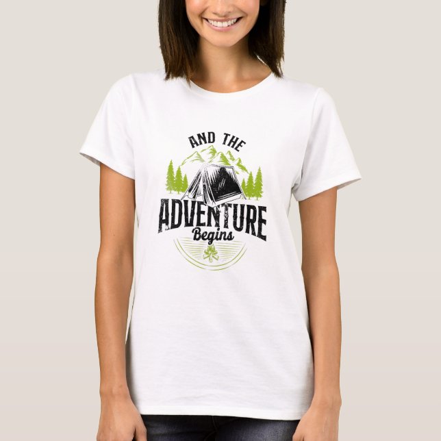 Camping och Äventyr börjar Tält T Shirt (Framsida)
