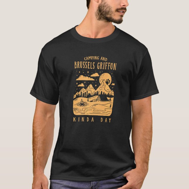 Camping och Brysselgriffon typ av dag Bryssel Grif T Shirt (Framsida)