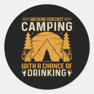 Camping och dricka runt klistermärke