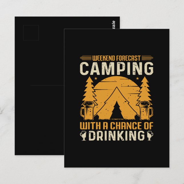 Camping och dricka vykort (Fram/baksida)