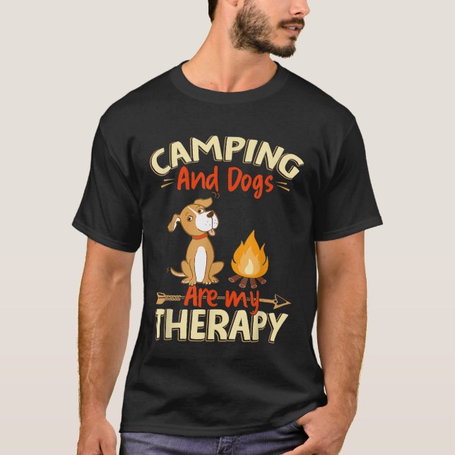Camping och Hundar är min terapigåva T-Shirt (Framsida)