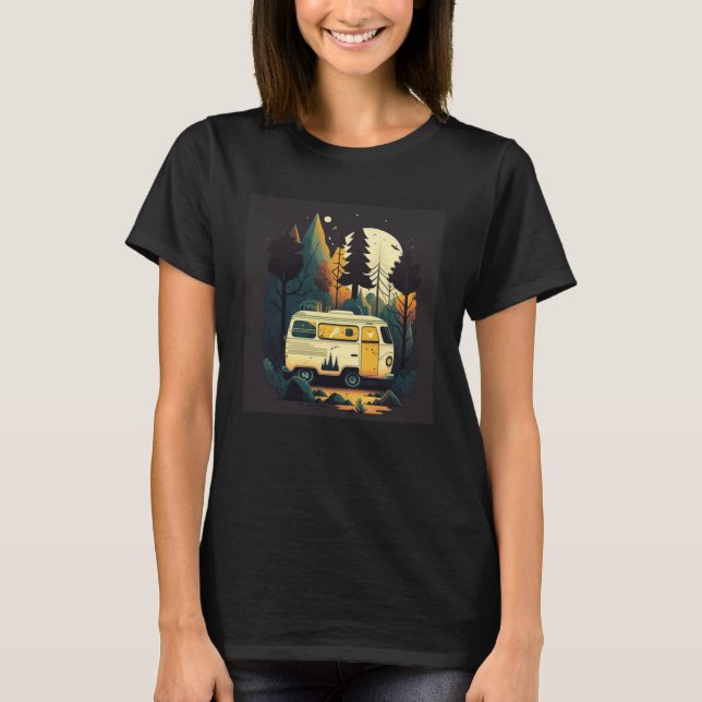 Camping Outdoor Adventure Forest T Shirt (Framsida)