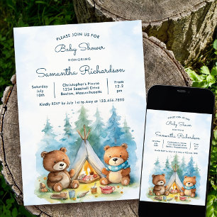 Camping Outdoor Äventyr Baby Shower Inbjudningar