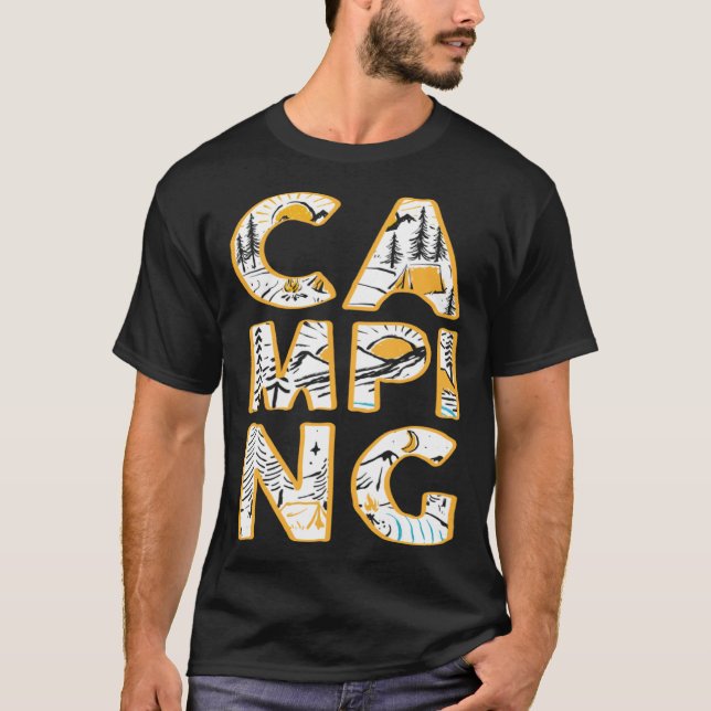 Camping outdoor hiking camper cute graphic t shirt (Framsida)