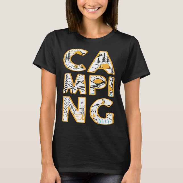 Camping outdoor hiking camper cute graphic t shirt (Framsida)