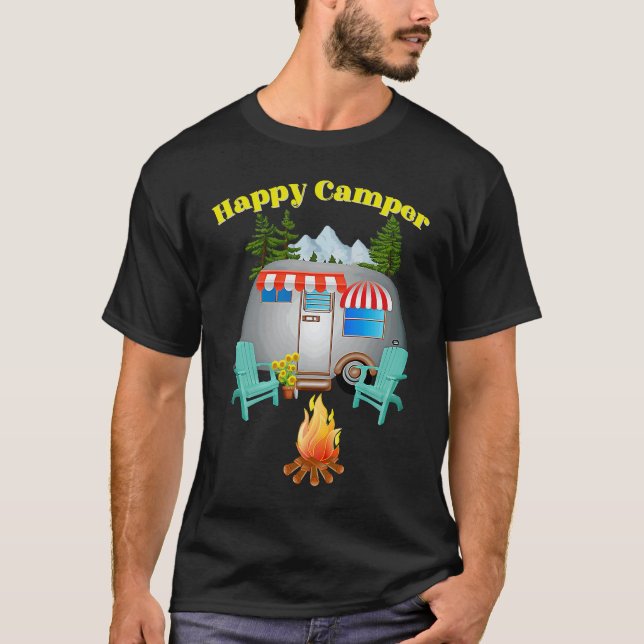 Camping Outdoor National Park Happy Forest Camper  T Shirt (Framsida)