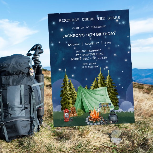 Camping Outdoor Woodland Födelsedagsfest Inbjudningar (Skapare uppladdad)