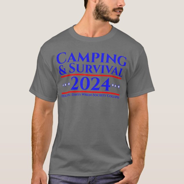 Camping Överlevnad Pitchingtält 2024 retro T Shirt (Framsida)