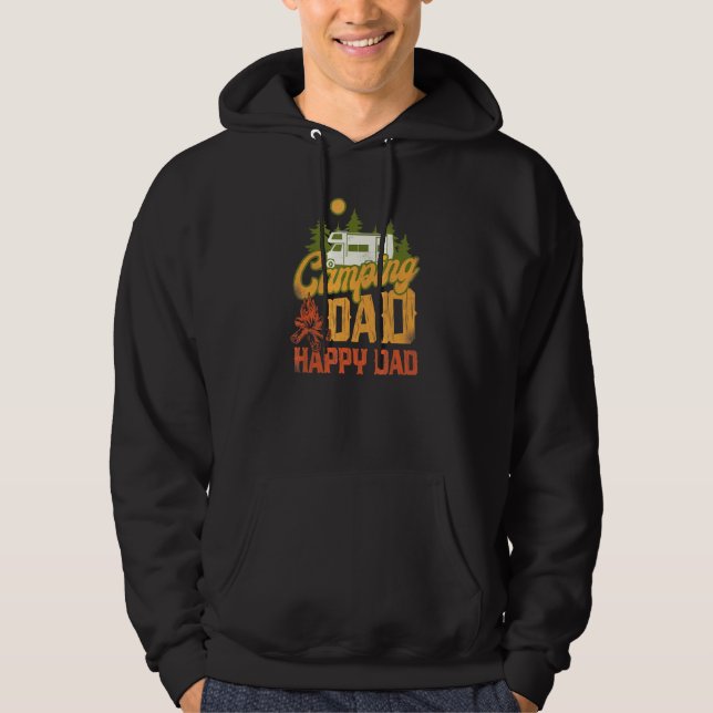 Camping Pappa Glad Pappa Husbil Campervan Hoodie (Framsida)