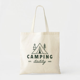 Camping pappa pappa skog campare rolig far tygkasse