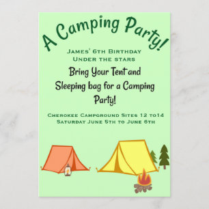 Camping Party Inbjudningar
