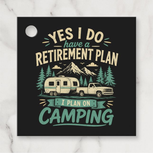 Camping pensionsplan gåvor etiketter (Framsida)