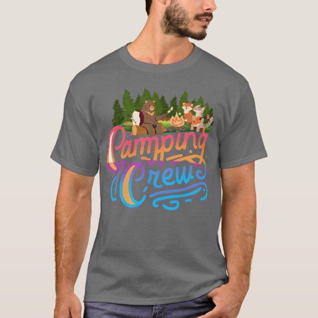 camping personal björn fo lyn retro t shirt (Framsida)