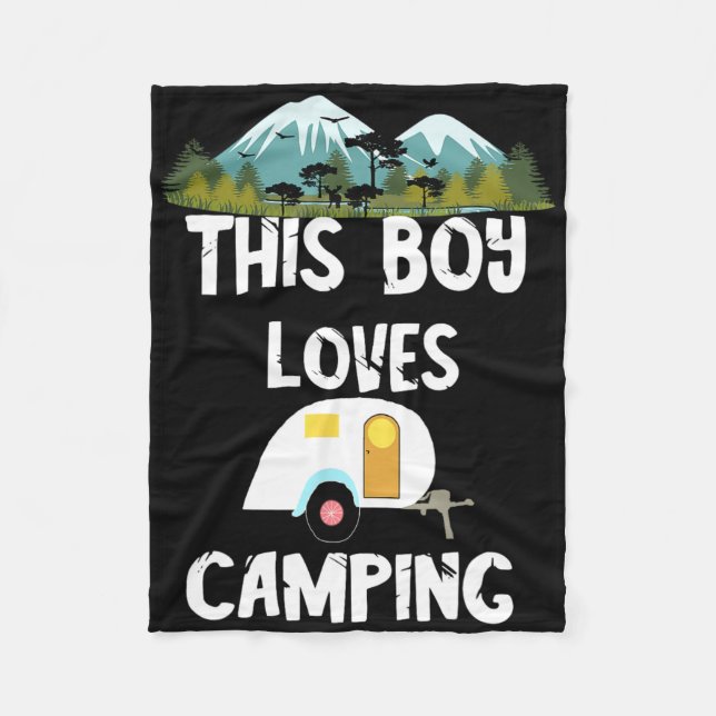 Camping Pojke Camp Campare Camping Äventyr Camping Fleecefilt (Framsidan)