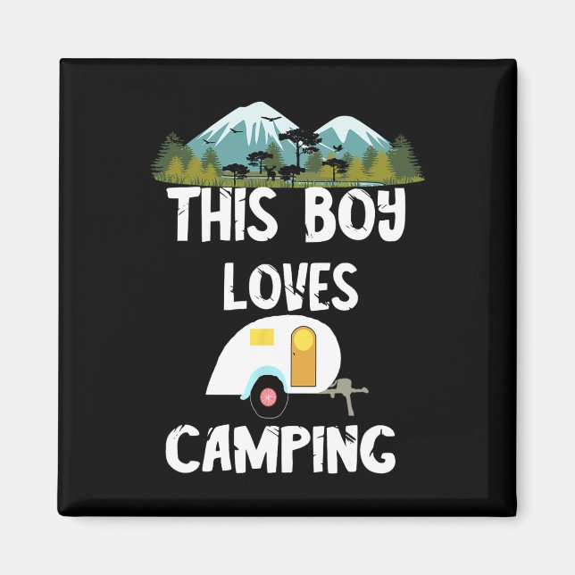 Camping Pojke Camp Campare Camping Äventyr Camping Magnet (Framsidan)