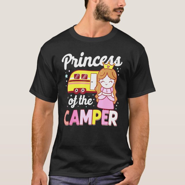 Camping Princess Camper Motorhome Family Campervan T Shirt (Framsida)
