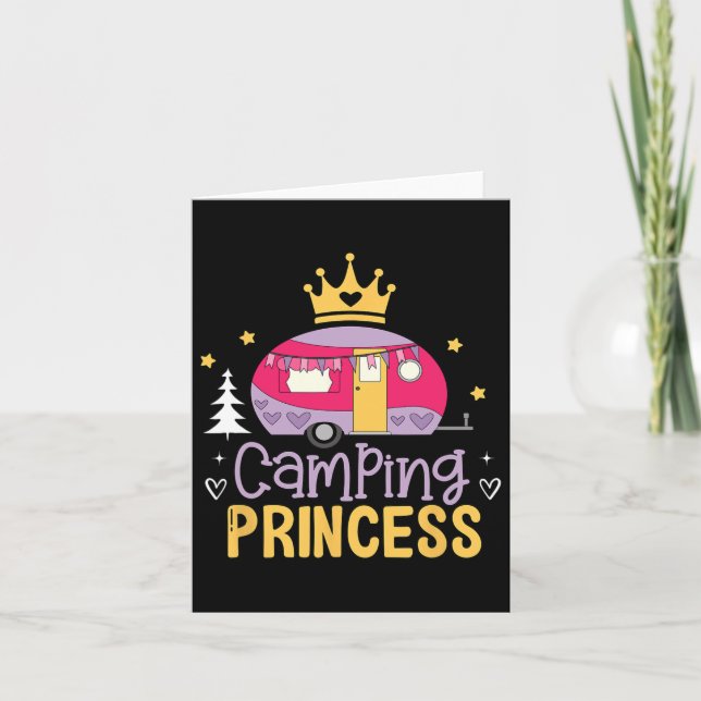Camping Princess Camper Outdoor Adventurer Explore Kort (Framsida)