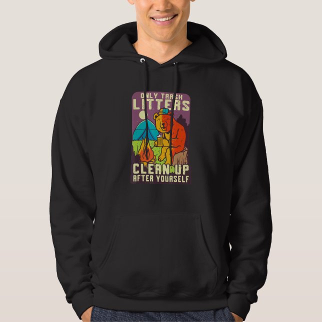 Camping Pun Bear Only Sopor Litters Campfire Outdo Hoodie (Framsida)