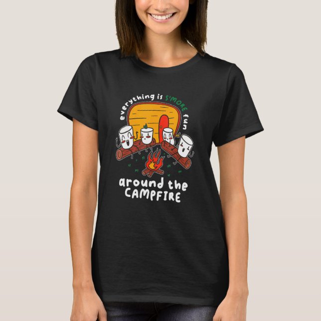 Camping Pun Smore-Roligten runt Campfire Marshmal T Shirt (Framsida)