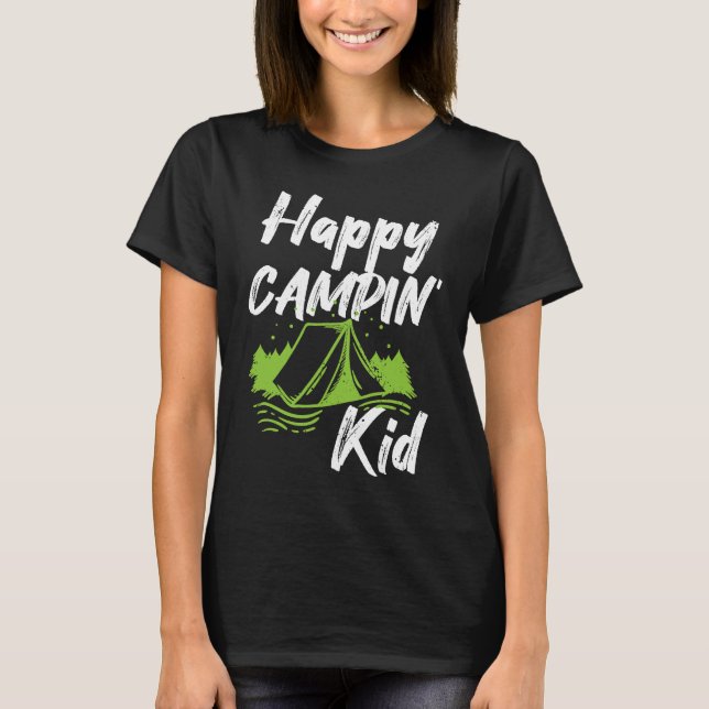 Camping Puns Happy Campin' Kid Boys Girls Children T Shirt (Framsida)