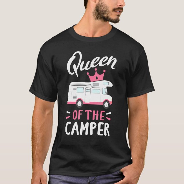 Camping Queen of the Camper, motorhem, Rv T Shirt (Framsida)