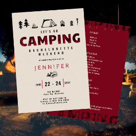 Camping Red Play Outdoor Bachelorette Helg Inbjudningar