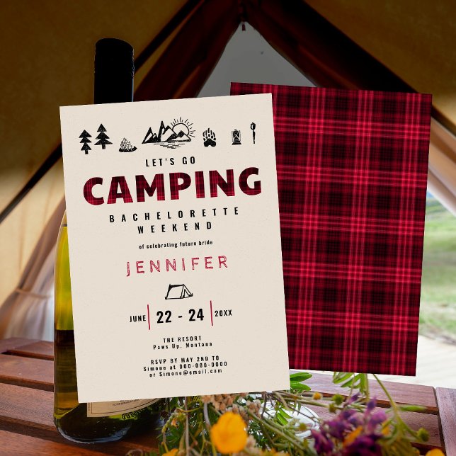 Camping Red Play utomhus Bachelorette Party Inbjudningar (Skapare uppladdad)