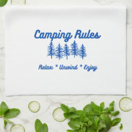 Camping Regler på ett köksdun Kökshandduk