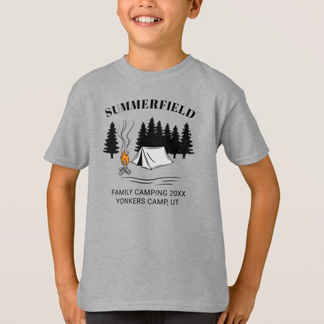 Camping Resa Campfire Family Reunion Anpassningsba T Shirt (Framsida)