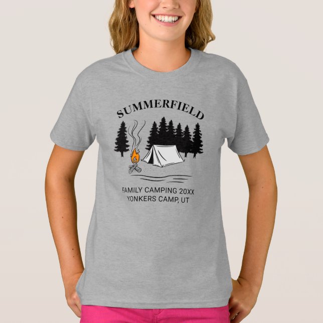 Camping Resa Campfire Family Reunion Anpassningsba T Shirt (Framsida)