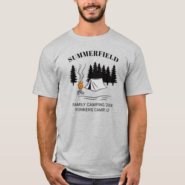 Camping Resa Campfire Family Reunion Anpassningsba T Shirt (Framsida)