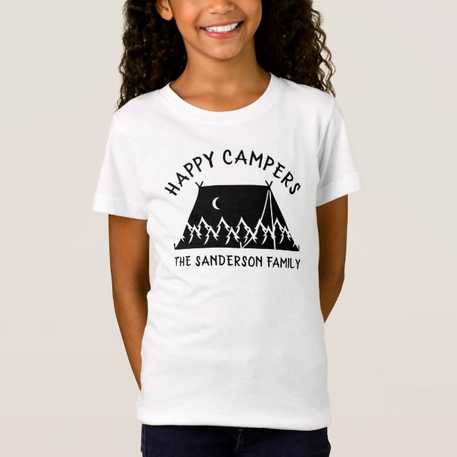 Camping Resa i Camper Vacation-familjen Namn Tält T Shirt (Framsida)