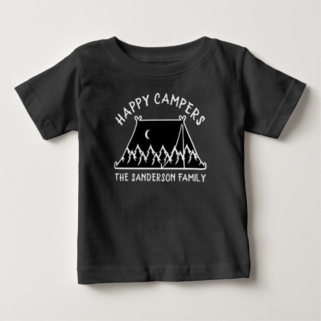Camping Resa i Camper Vacation-familjen Namn Tält T Shirt (Framsida)