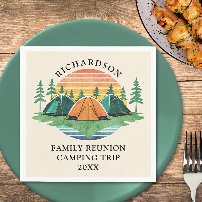 Camping Resa Vintage Sunset Family Reunion Pappersservett (Skapare uppladdad)