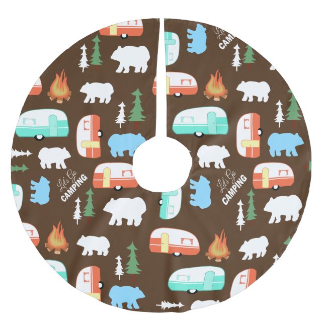 Camping Retro Camper RV Life - Brown Julgransmatta Borstad Polyester (Framsidan)