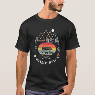 Camping Retro Camper Van Vintage Sunset Mountains T Shirt