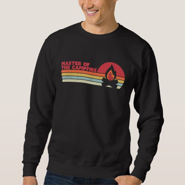 Camping Retro Stil, mästare i Campfire Lång Ärmad Tröja (Framsida)
