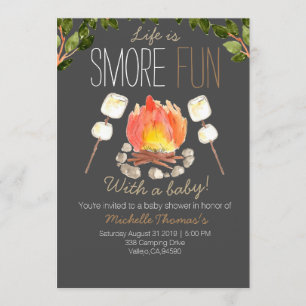 Camping röker babyduschinbjudan inbjudningar