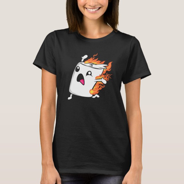Camping Rostar Marshmallow Smores Camping Läggerel T Shirt (Framsida)