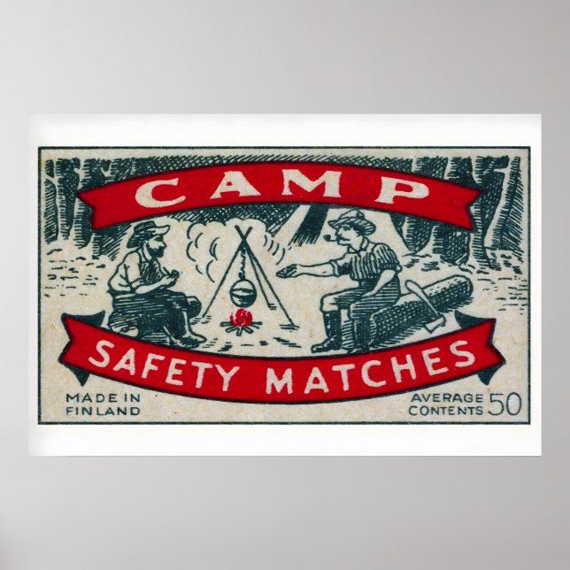 Camping runt eld - Matchbox-utskrift - Estetisk Poster (Framsidan)