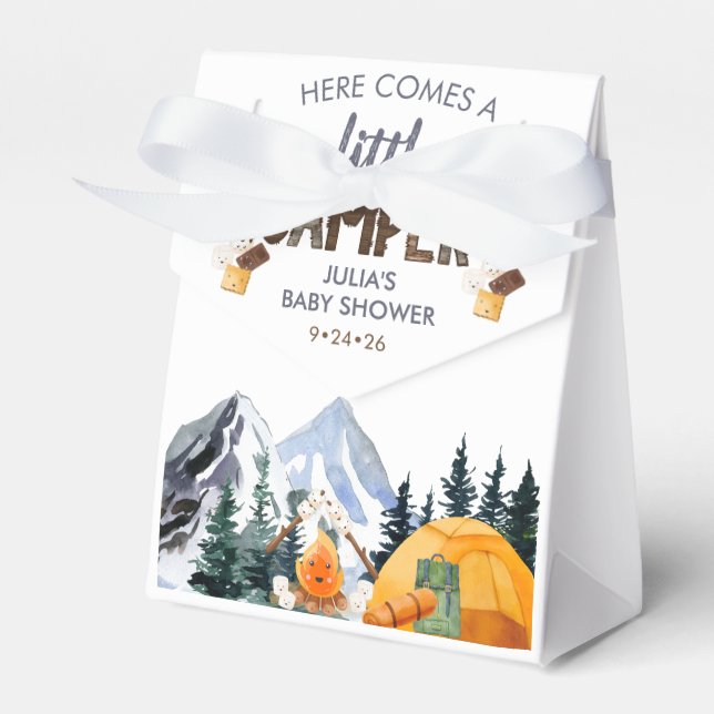 Camping | Rustik Bebis Shower Presentaskar (Framsidan Sidan)