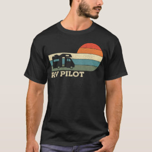 Camping Rv Pilot Motorhome Campervan Retro Vintage T Shirt