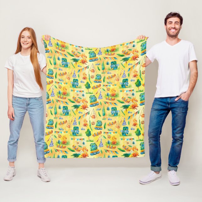 Camping Ryggsäck Sövande Säck Bushcraft Mönster Fleecefilt (På plats)