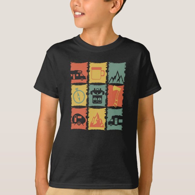 Camping Saker Grafik för en Camper T Shirt (Framsida)