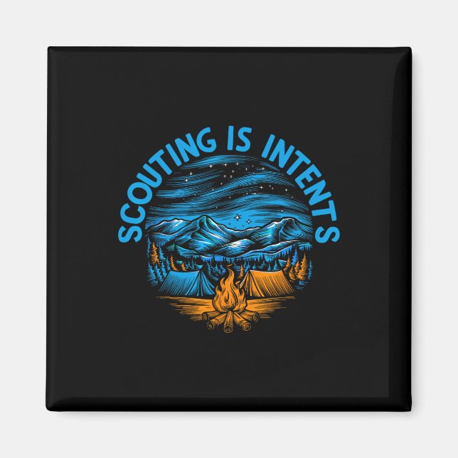 Camping Scouting är Avsikter Scout Camper Camping  Magnet (Framsidan)