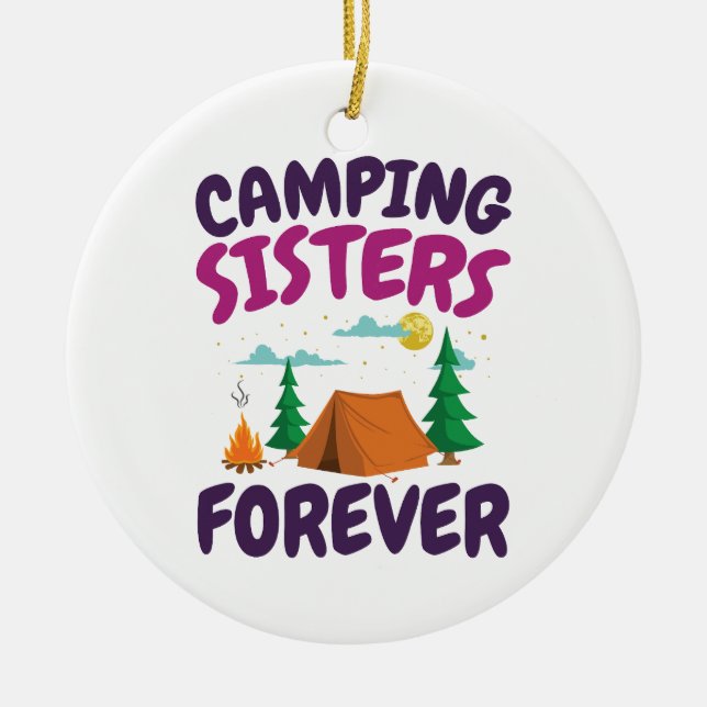 Camping Sisters Forever Julgransprydnad Keramik (Framsidan)