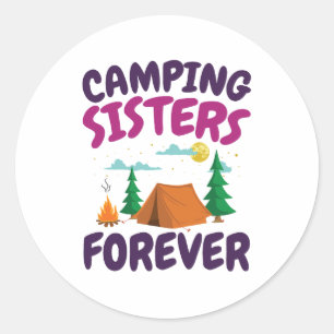 Camping Sisters Forever Runt Klistermärke