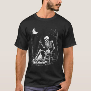 Camping Skeleton Bones Halloween Forest Campfire G T Shirt
